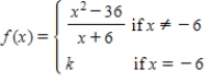 Let Find the value of k that will make f continuous on . k = __________