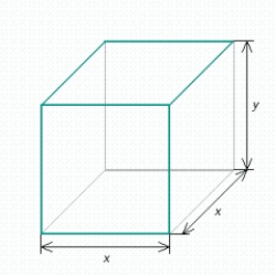 A rectangular box is to have a square base and a volume of 20 ft<sup>3</sup>. The material for the base costs , the material for the sides costs , and the material for the top costs . Letting x denote the length of one side of the base, find a function in the variable x giving the cost of constructing the box. 