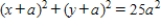 <strong>Find an equation of the circle with center at (-a, 0a) and radius 5a. </strong> A) B) C) D) E)