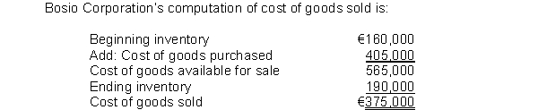 Use the following information to answer of questions . -Bosio's inventory turnover is
