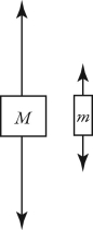 <strong>Multiple-object systems without friction: Two unequal masses M and m (M > m) are connected by a light cord passing over a pulley of negligible mass, as shown in the figure. When released, the system accelerates. Friction is negligible. Which figure below gives the correct free-body force diagrams for the two masses in the moving system? </strong> A) B) C) D)