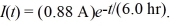 <strong>Current: The current supplied by a battery as a function of time is What is the total number of electrons transported from the positive electrode to the negative electrode from the time the battery is first used until it is essentially dead? (e = 1.60 × 10<sup>-19</sup>C)</strong> A) 1.2 × B) 4.4 × C) 5.3 × D) 3.3 ×