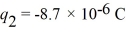 Coulomb's law: In the figure, charge = 3.1 × C is placed at the origin and charge is placed on the x-axis, at x = -0.20 m. Where along the x-axis can a third charge Q = -8.3 µC be placed such that the resultant force on this third charge is zero?