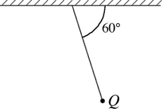 <strong>Charge in an electric field: A point charge Q of mass 8.50 g hangs from the horizontal ceiling by a light 25.0-cm thread. When a horizontal electric field of magnitude 1750 N/C is turned on, the charge hangs away from the vertical as shown in the figure. The magnitude of Q is closest to </strong> A) 27.5 µC. B) 47.6 µC. C) 55.0 µC. D) 3.0 µC. E) 3.5 µC.