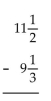 <strong>Subtract. Write the answer in lowest terms.  </strong> A)13 B)   C)   D)   <div style=padding-top: 35px> 