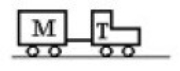 A tractor T is pulling a trailer M with a constant acceleration. If the forward acceleration is 0.50 m/s<sup>2</sup> and M = 400 kg and T = 500 kg, then the horizontal force on the tractor due to the ground is (ignore air resistance)