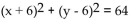 <strong>Give the equation for a circle with the given center and radius. Center at (6, -6), radius 8</strong> A) B) C) D)