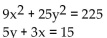 <strong>Solve. </strong> A)(3, 0), (0, 5) B)(0, 3), (0, 5) C)(0, 3), (5, 0) D)(3, 0), (5, 0)