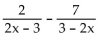 Add or subtract. Then simplify. If a denominator has two or more factors (other than monomials), leave it in factored form. Express the answer using the denominator of the first fraction when applicable. -