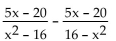 Add or subtract. Then simplify. If a denominator has two or more factors (other than monomials), leave it in factored form. Express the answer using the denominator of the first fraction when applicable. -