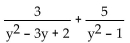 Add or subtract. Then simplify. If a denominator has two or more factors (other than monomials), leave it in factored form. Express the answer using the denominator of the first fraction when applicable. -