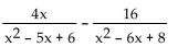 Add or subtract. Then simplify. If a denominator has two or more factors (other than monomials), leave it in factored form. Express the answer using the denominator of the first fraction when applicable. -
