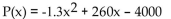 <strong>Solve the problem. Total profit P is defined as total revenue R minus total cost C, and is given by the function P(x)= R(x)- C(x). Find the total profit </strong> A) B) C) D)