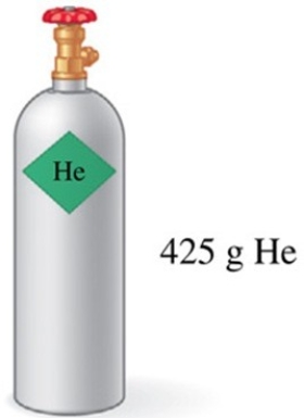 <strong>Assuming that all of the gas in the tank in the figure is used to fill balloons with an average volume of 2.0 L of helium, approximately how many balloons could be filled at STP? </strong> A)about 45 balloons B)about 106 balloons C)about 210 balloons D)about 850 balloons E)about 1200 balloons