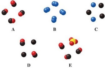 <strong>Which image(s)in the figure represents a mixture of two elements?  </strong> A)image A B)image B C)image C D)image D E)images C and D <div style=padding-top: 35px> 