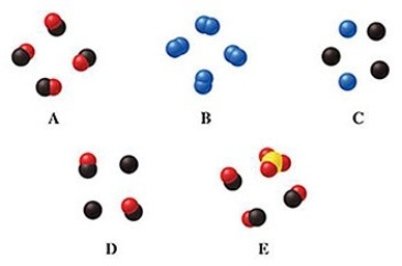 <strong>Which image(s)in the figure represents a mixture?  </strong> A)image C B)image D C)image E D)images C and D E)images C, D, and E <div style=padding-top: 35px> 