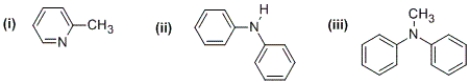 <strong>Which of the following compounds is a secondary aromatic amine? </strong> A) (i) only B) (ii) only C) (iii) only D) (i) and (ii) only