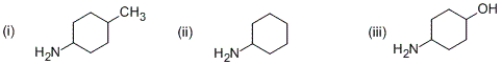<strong>Which of the following is the correct order of the water solubility of the given compounds? </strong> A) (i) > (ii) > (iii) B) (ii) > (i) > (iii) C) (iii) > (ii) > (i) D) (iii) > (i) > (ii)