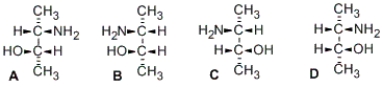 <strong>Which of the following pairs of stereoisomers are related as enantiomers? </strong> A) A and B; C and D B) A and C; B and D C) A and D; B and C D) C and D; B and C