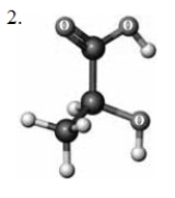 Consider the following ball-and-stick models. Elements other than hydrogen and carbon are labeled. The specific rotation of the substance numbered one is +2.6°. If 1 g/mL of substance one is mixed with the same volume of 1 g/mL of substance two, what will be the specific rotation of the resulting solution?