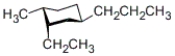 <strong>Which of the following is a correct statement about the conformation given below? </strong> A) The ethyl and methyl groups are in the axial positions. B) All three alkyl substituents are in equatorial positions. C) The ethyl group is in an axial position, whereas the methyl group and propyl groups are in equatorial positions. D) The ethyl and methyl groups are in equatorial positions, whereas the propyl group is in an axial position.