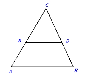Given BD||AE, BD measures 8 cm, AE measures 12 cm, and AC measures 11 cm, find the length of BC. Round your answer to the nearest tenth.