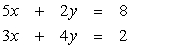 <strong>Solve by substitution: </strong> A) (4, 4) B) (2, -1) C) Dependent D) No solution E) (2, 11)