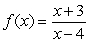 <strong>What values are excluded from the domain of the function ?</strong> A) 4 B) 4, -3 C) 4, -4 D) 0 E) -3