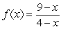 <strong>What values are excluded from the domain of the function ?</strong> A) 0, 4 B) C) 9 D) 4 E) 4 , 9