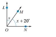 <strong>Given is a right angle, find the measurement of . </strong> A) 70° B) 55° C) 110° D) 35° E) 45°