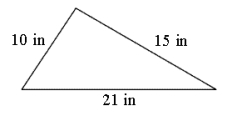 <strong>Find the perimeter of the triangle. </strong> A) 25 in B) 31 in C) 36 in D) 46 in E) 43 in