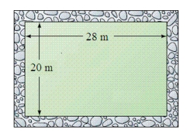 <strong>A walkway 4 m wide surrounds a rectangular plot of grass. The plot is 28 m long and 20 m wide. What is the area of the walkway? </strong> A) 208 m<sup>2</sup> B) 1,008 m<sup>2</sup> C) 384 m<sup>2</sup> D) 478 m<sup>2</sup> E) 448 m<sup>2</sup>