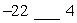 <strong>Place the correct symbol, < or >, between the two numbers. </strong> A) -22 4 B) -22 4
