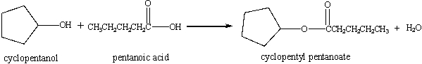 <strong>In the equation given below, cyclopentanol (molar mass = 86.1 g/mol) reacts with pentanoic acid (molar mass = 102 g/mol) to produce cyclopentanoate(molar mass = 170.2 g/mol) and water. The volume of 0.297 M pentanoic acid needed for the complete reaction of 40.0 g cyclopentanol is _____ mL. </strong> A) 0.86 × 10<sup>3</sup> B) 5.78 × 10<sup>3</sup> C) 7.58 × 10<sup>3</sup> D) 1.56 × 10<sup>3</sup> E) 0.76 × 10<sup>3</sup>