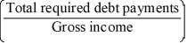 <strong>Which of the following is the total debt-to-income ratio?</strong> A) × 1,000. B) × 100. C) × 100. D) × 100.