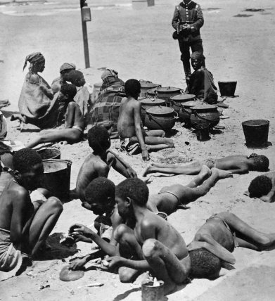 <strong>Questions refer to the map and image below. A. Uprisings and Wars in Africa   B. German extermination of the Herero, photograph, 1904-1906   Which of the following accurately describes the changes in colonization patterns from the early nineteenth century to that seen in the map above?</strong> A) European states fought each other in Africa to acquire territory. B) Portuguese influence declined, while that of Britain and France grew. C) The French colonized only northwest Africa because of its proximity to France. D) Economic imperialism led many European states to invest in Africa. <div style=padding-top: 35px> 