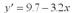 A regression line was calculated as . The slope of this line is -3.2.
