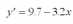 A regression line was calculated as .The slope of this line is -3.2.