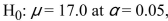 <strong>Assume that in a hypothesis test with null hypothesis that a value of 13.0 for the sample mean results in the null hypothesis being accepted.That corresponds to a confidence interval Result of</strong> A)The 98% confidence interval for the mean contains the value 13.0 B)The 98% confidence interval for the mean contains the value 17.0 C)The 98% confidence interval for the mean does not contain the value 17.0 D)There is insufficient information to conclude whether the 98% confidence interval for the mean .contains or does not contain the value 17.0