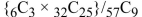 <strong>A bag contains 25 white marbles and 32 black marbles.The probability P(X) of selecting without replacement a sample of size 9 of 3 white marbles and 6 black marbles is</strong> A) B) C) D)