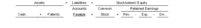 On December 1 2022 Daylilly Company purchased a patent from Elvis Company for $1200000 plus legal fees of $24000.The patent was recorded on Elvis' books for $60000.It is estimated that the patent has a remaining useful life of 6 years.Use the following tabular analysis to make the adjustment for amortization expense for the year 2022.