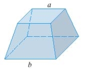 Find the volume of the frustum of a pyramid with square base of side square top of side and height