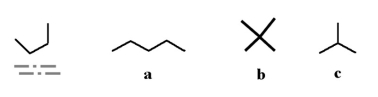 <strong>Which of the following molecules could be a different conformation of the underlined molecule below? </strong> A)a B)b C)c D)all of the above E)none of the above