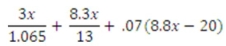<strong>Calculate the final result to two decimal places, where x = $6.80 </strong> A) $26.28 B) $27.38 C) $28.48 D) $18.58 E) $30.28