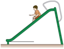 <strong>A child manages to use his feet to stop and rest on a slide before he starts gliding again. Choose the free body diagram from below that correctly describes the forces acting on the child while he is at rest. </strong> A) B) C) D)