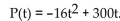 <strong>Solve the problem. A projectile is fired upward from the ground with an initial velocity of 300 feet per second. Neglecting air resistance, the height of the projectile at any time t can be described by the polynomial function . Find the height of the projectile at t = 8 seconds.</strong> A)2400 ft B)1376 ft C)2272 ft D)1476 ft