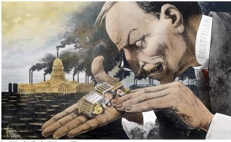 <strong>The attitude of big business toward the federal government in Horace Taylor's cartoon What a Funny Little Government from 1900 (Document 16.1) can best be described as </strong> A) respectful. B) timid. C) disinterested. D) condescending.