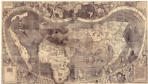 <strong>How did the Universalis Cosmographia, by Martin Waldseemüller and Mathias Ringmann, differ from previous maps of the world? </strong> A) It depicted Earth as round. B) It was the first map to use Latin geographical terms. C) It provided the first reliable sailing directions to the Americas. D) It was the first European map to depict the Americas and Asia as separate.