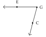 <strong>Identify the figure as a line, a ray, a line segment, or an angle. Then name the figure using the given points. - </strong> A)angle;gle; \angle C B)angle;gle; \angle E C)angle;gle; \angle \mathrm { G } D)angle;gle; \angle \mathrm { GEC }