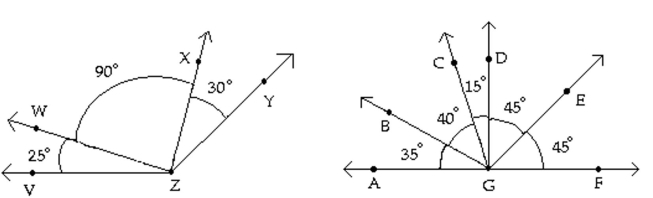 <strong>Find the measure of the angle. - \angle B G D </strong> A)45° B)55° C)60° D)65°